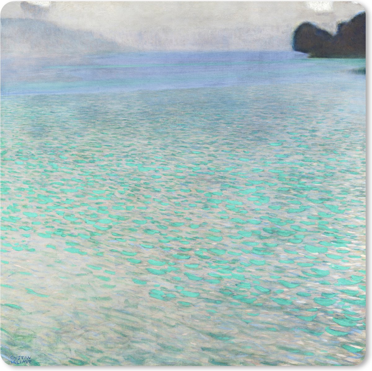 Muismat XXL 40x40 cm - Bureau onderlegger - Bureau mat On lake Attersee - Gustav Klimt - Bureaumat - Gaming mousepad xl - Bureaulegger groot - Computer deskmat