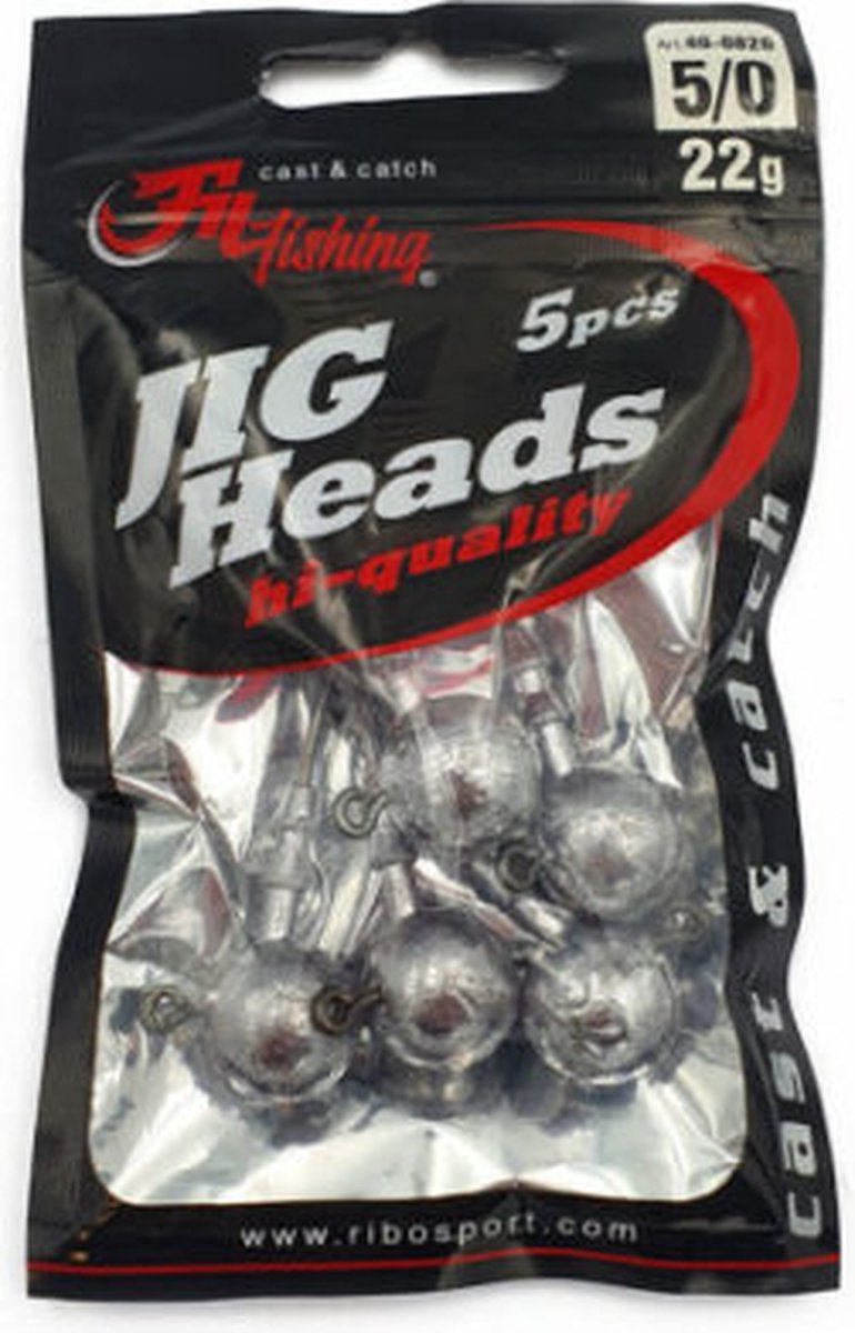 Jighead - 22g - Haakmaat 5/0 - 5 stuks - Loodkop voor Roofvissen - voor kunstaas Shads & Softbaits