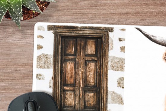 Muismat XXL 80x60 cm - Bureau onderlegger - Bureau mat Schotse hooglander - Cactus - Hout - Bureaumat - Gaming mousepad xl - Bureaulegger groot - Computer deskmat