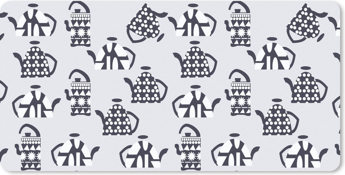 Muismat XXL 90x45 cm - Bureau onderlegger - Bureau mat Theepot - Patronen - Thee - Bureaumat - Gaming mousepad xl - Bureaulegger groot - Computer deskmat