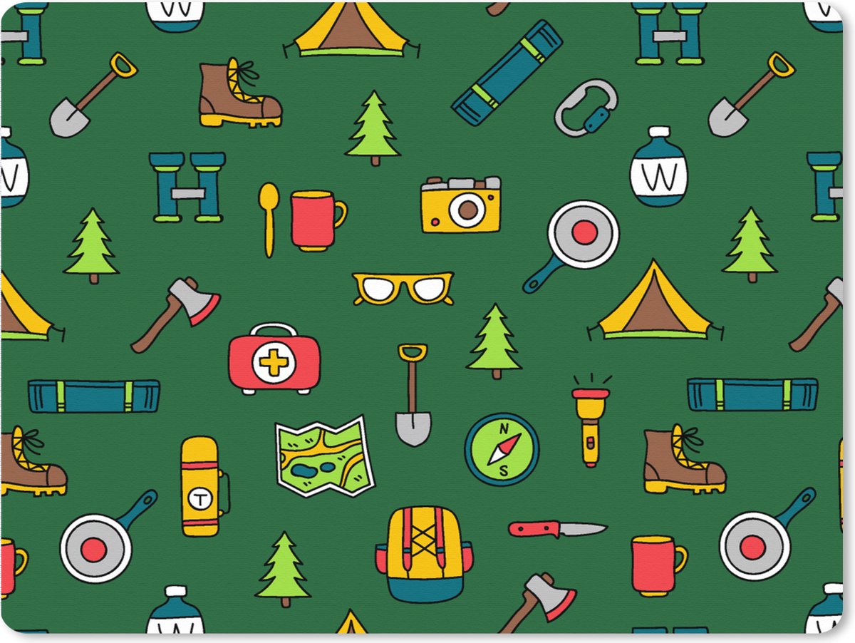 Muismat XXL 80x60 cm - Bureau onderlegger - Bureau mat Kamperen - Tent - Bijl - Backpack - Bureaumat - Gaming mousepad xl - Bureaulegger groot - Computer deskmat