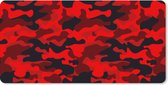 Muismat XXL - Bureau onderlegger - Bureau mat - Camouflage - Rood - Patronen - 90x45 cm - XXL muismat