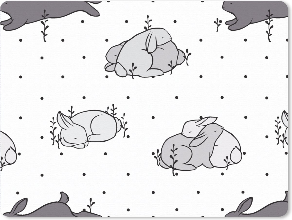 Muismat XXL 80x60 cm - Bureau onderlegger - Bureau mat Konijnen - Dieren - Slaap - Kinderen - Patronen - Bureaumat - Gaming mousepad xl - Bureaulegger groot - Computer deskmat
