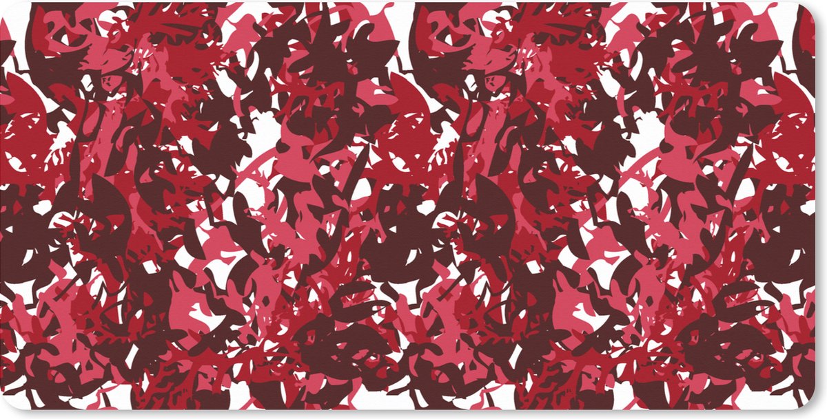 Muismat XXL 80x40 cm - Bureau onderlegger - Bureau mat Patroon - Jungle - Rood - Bureaumat - Gaming mousepad xl - Bureaulegger groot - Computer deskmat