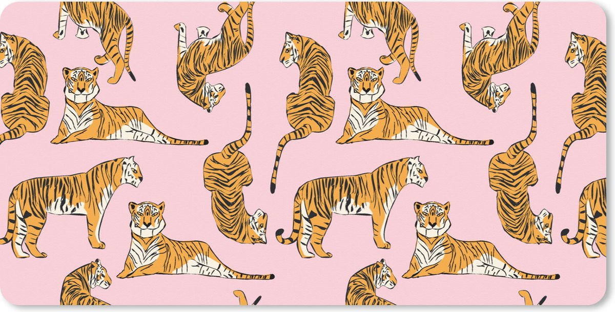 Muismat XXL 100x50 cm - Bureau onderlegger - Bureau mat Patroon - Tiger - Dieren - Bureaumat - Gaming mousepad xl - Bureaulegger groot - Computer deskmat