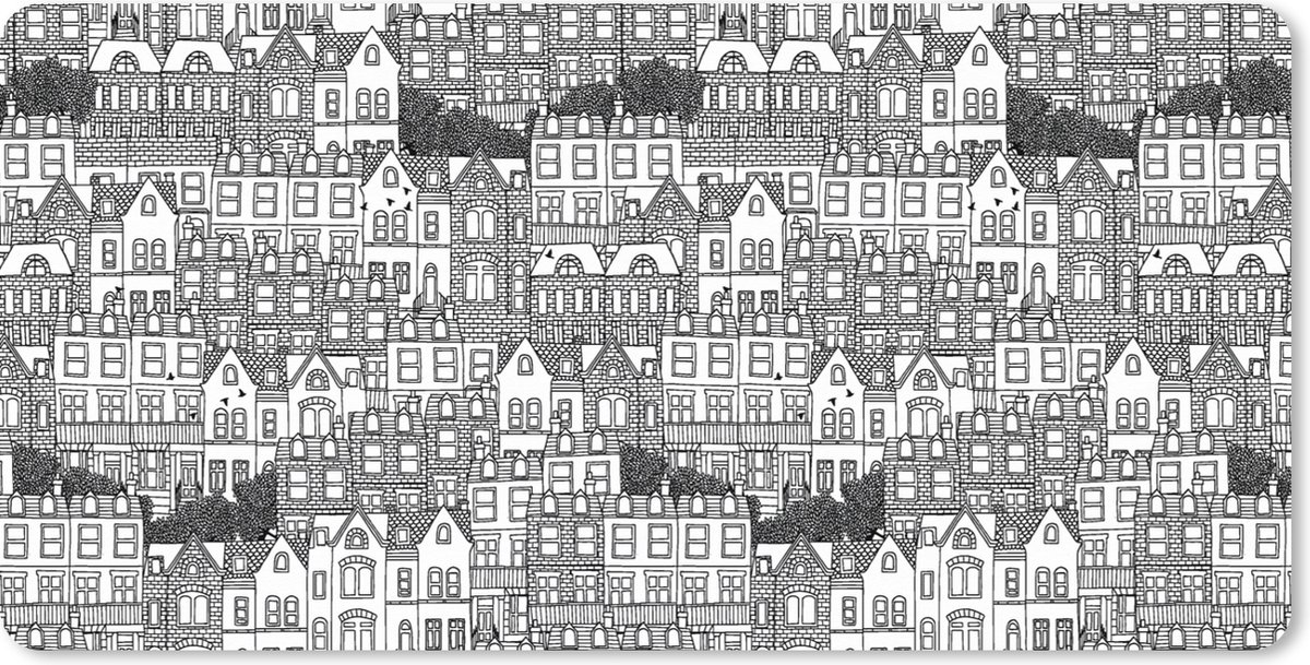 Muismat XXL - Bureau onderlegger - Bureau mat - Huis - Patronen - Londen - 80x40 cm - XXL muismat