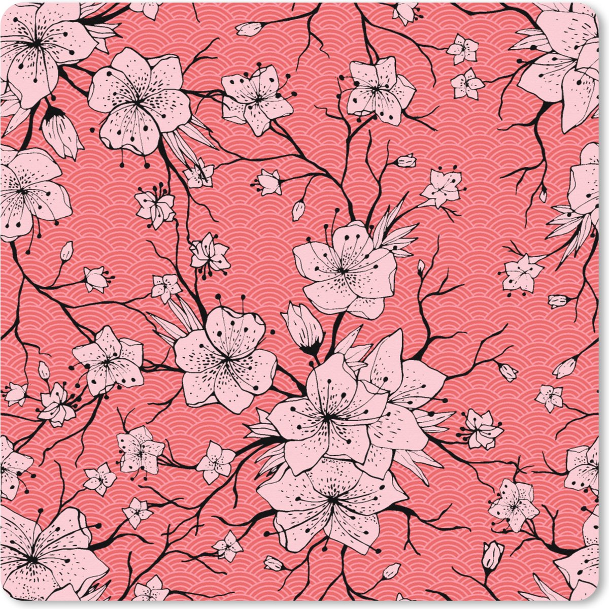 Muismat XXL 40x40 cm - Bureau onderlegger - Bureau mat Patronen - Bloemen - Japan - Bureaumat - Gaming mousepad xl - Bureaulegger groot - Computer deskmat