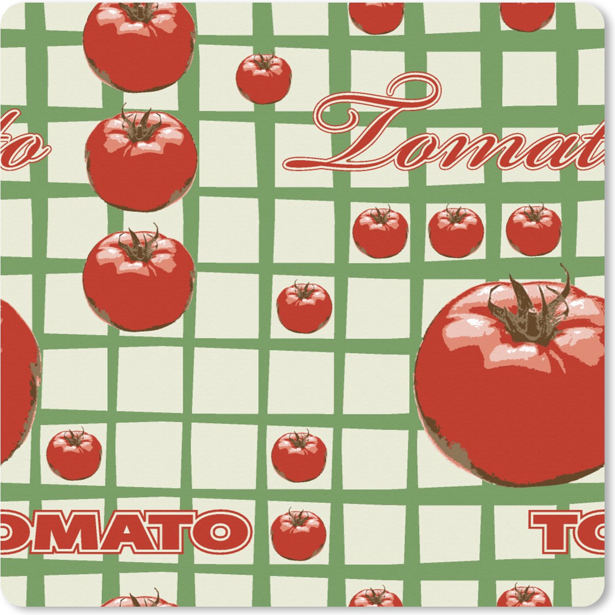 Muismat XXL 40x40 cm - Bureau onderlegger - Bureau mat Tomaat - Patronen - Fruit - Vintage - Bureaumat - Gaming mousepad xl - Bureaulegger groot - Computer deskmat