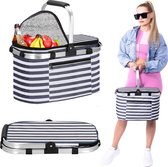Navaris Geïsoleerde Picknickmandtas – 27 Liter, Opvouwbaar, Lichtgewicht, Met Handvat, Isolerend, Geschikt Voor Warm En Koud, Ideaal Voor Reis, Camping Of Strand
