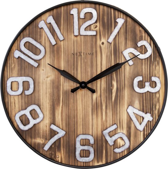 Grande horloge murale industrielle - 50cm - Silencieuse - Bois - Métal - Aberdeen - NeXtime