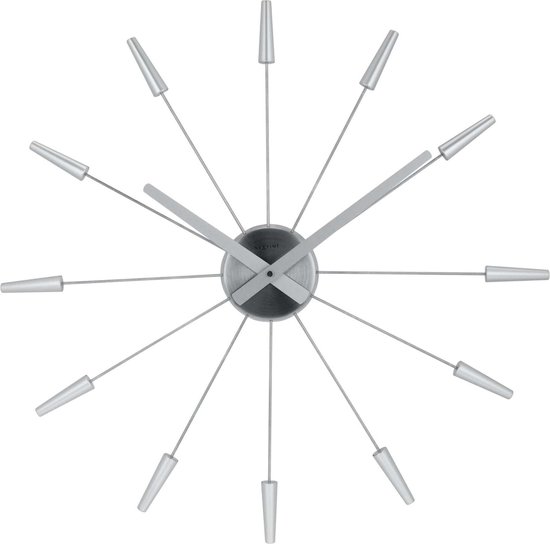 NeXtime Plug Inn - Klok - Mouvement silencieux - Rond - Métal - Ø58,5 cm - Grijs