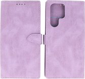 Hoesje Geschikt voor Samsung Galaxy S22 Ultra - Portemonnee Book Case - Kaarthouder & Magneetlipje - Kunstleer - Paars