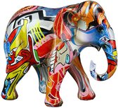 Figurines éléphants - 2 parties - sculpture éléphant en polyrésine - street art - design graffiti - 16 cm de haut