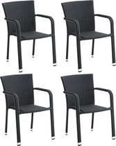 CLP Leonie Set de 4 Chaises de jardin noir