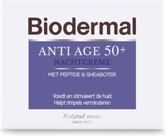 Biodermal Anti Age nachtcrème 50+ - Nachtcrème met niacinamide & sheaboter - Helpt rimpels verminderen - 50ml - Biodermal