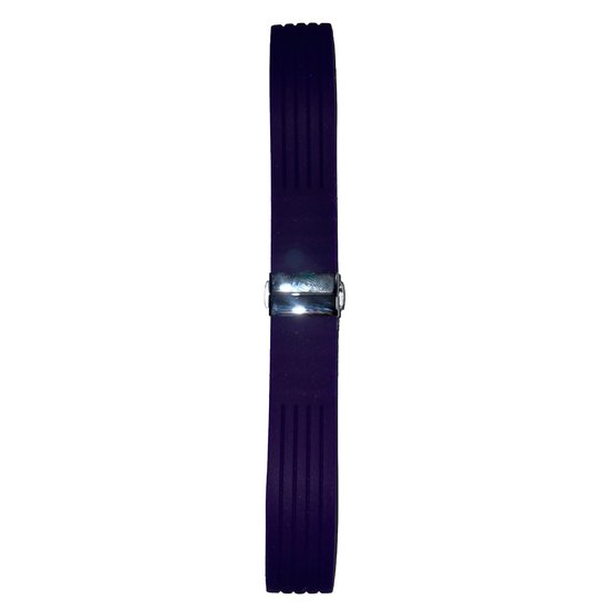 Bracelet de Montre - 20 mm - Violet - Bracelet en Silicone Solide avec Lignes - Boucle en Acier Inoxydable