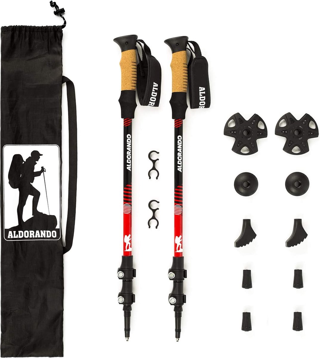 wandelstokken nordic walking stokken - walking stokken I lichtgewicht opvouwbare, verstelbare wandelstokken met tas en toebehoren , premium kwaliteit.