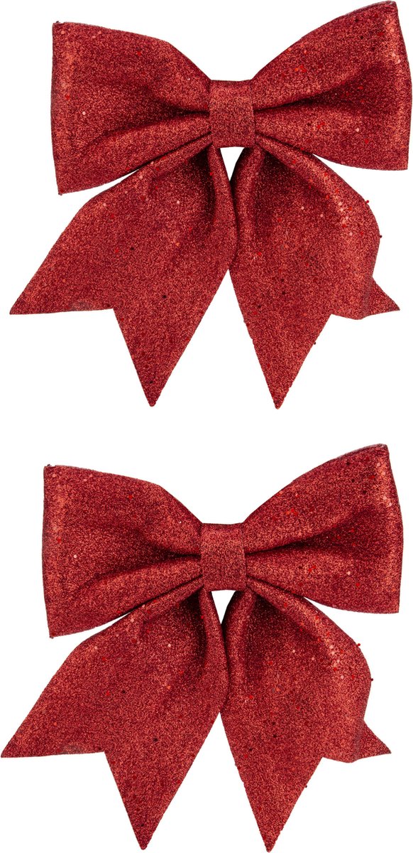 Cosy & Trendy Kersthanger - 3x stuks - strik - rood - 30 x 35 cm - Kerstversiering