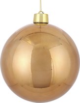 1x Grote kunststof kerstbal licht koper 25 cm - Groot formaat koperen kerstballen