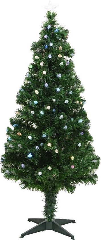 Fiber glasvezel kunst kerstboom/kunstboom groen 120 cm met verlichting -...  | bol.com