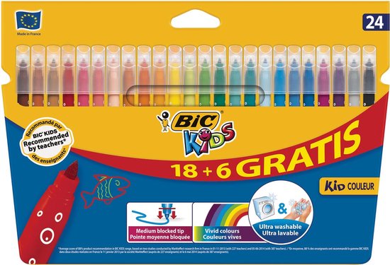 BIC Kids Kid Couleur XL Feutres de Coloriage enfant à Pointe Large