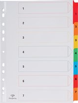 Pergamy tabbladen met indexblad, ft A4, 11-gaatsperforatie, geassorteerde kleuren, set 1-7 40 stuks