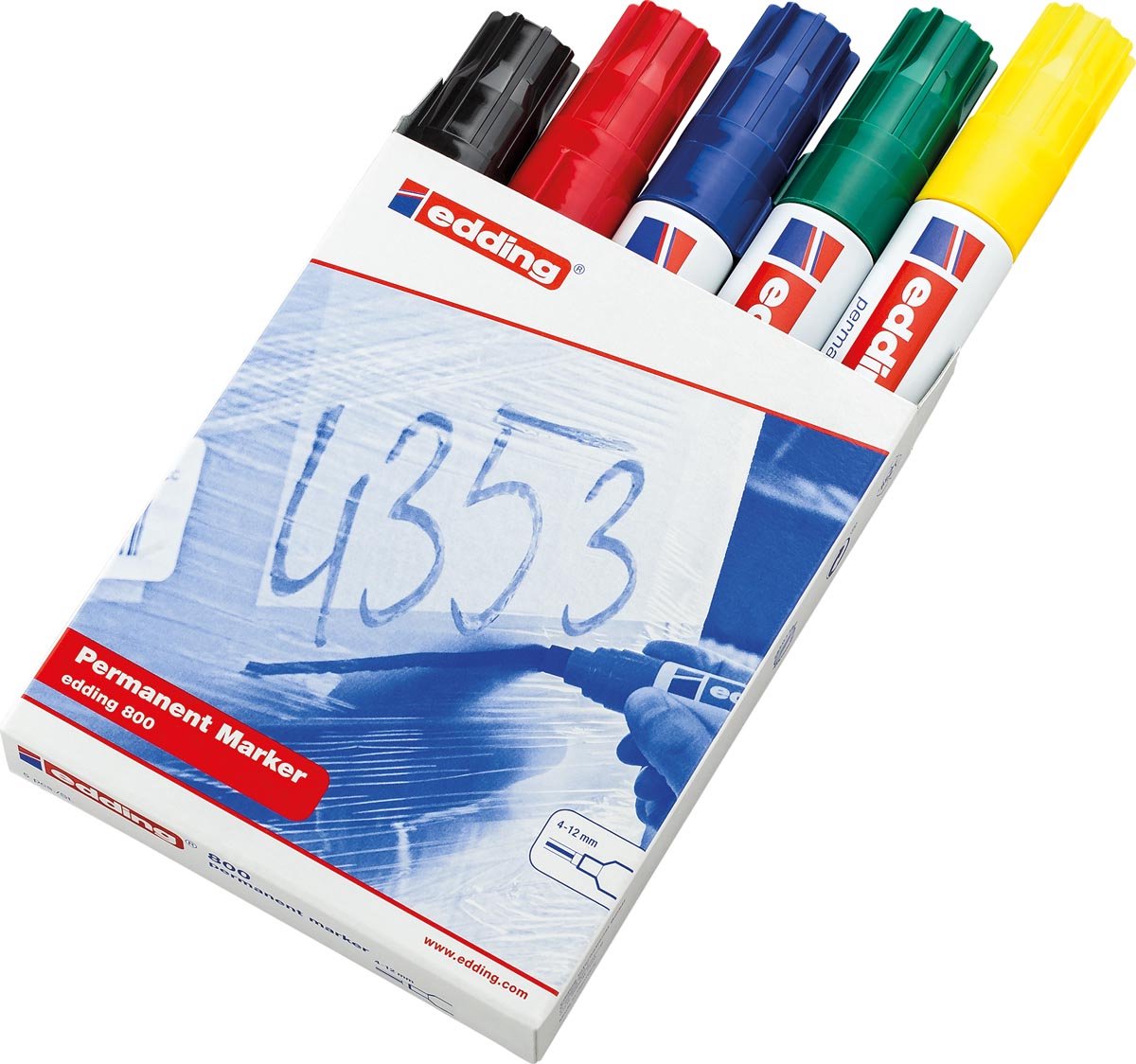 Edding permanent marker e-800, in geassorteerde kleuren, doos van 5 stuks 20 stuks