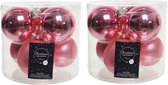 12x stuks kerstballen lippenstift roze van glas 8 cm - mat en glans - Kerstversiering/boomversiering