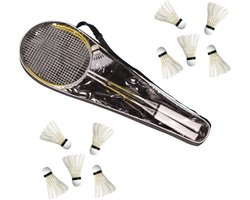 Summer Play Badminton set voor volwassenen - 2 rackets - 11x shuttles - opbergtas - 68 cm rackets