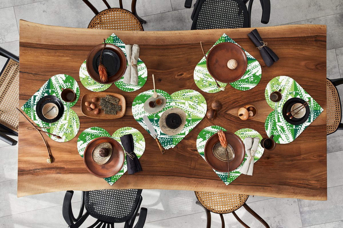 Onderleggers - Placemats - Placemats hartje - Cactus - Planten - Patroon - 10 stuks