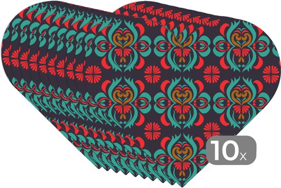 Sous-verres - Napperons de table - Napperons de table coeur - Motifs - Indonésien - Ornement - 10 pièces