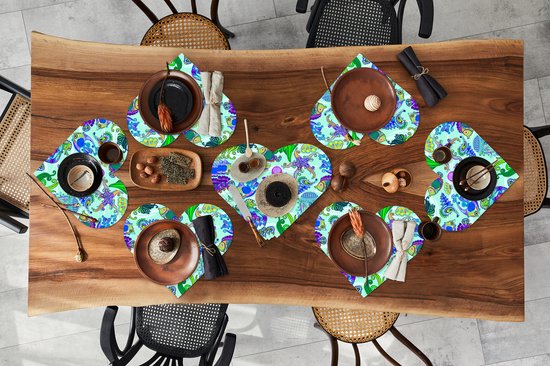 Sets de table - Napperons - Napperons coeur - Animaux - Arc-en-ciel - Pêche - Motifs - 10 pièces