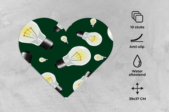 Dessous de verre - Napperons - Napperons coeur - Lampes - Motifs - Lumière - 10 pièces