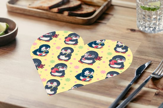 Onderleggers - Placemats - Placemats hartje - Aardbei - Design - Pinguïn - 8 stuks