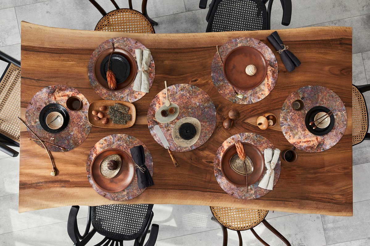 Ronde placemats - Onderlegger - Placemats rond - IJzer - Roest print - Retro - 8 stuks