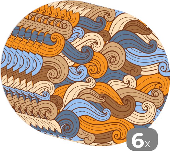 Sets de table ronds - Dessous de verre - Napperons de table ronds - Vintage - Japonais - Motifs - 6 pièces