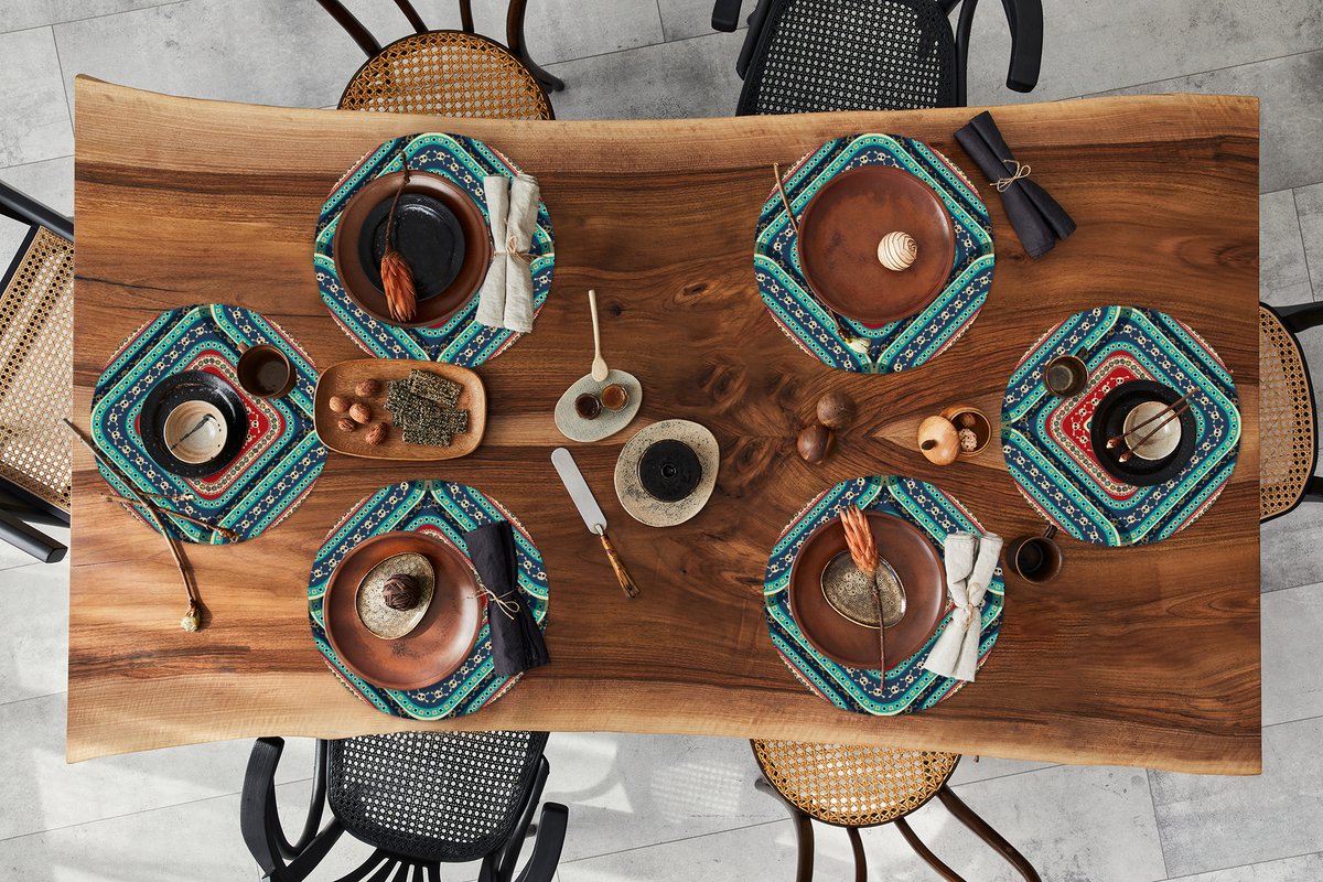 Ronde placemats - Onderlegger - Placemats rond - Azteken - Patronen - Schedel - 6 stuks