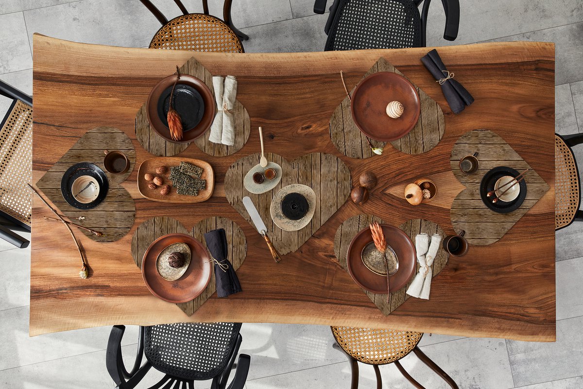Onderleggers - Placemats - Placemats hartje - Hout - Natuur - Patronen - 10 stuks