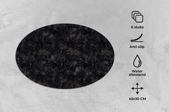 Sets de table ovales - Sous-verres - Sets de Napperons ovales - Imprimé marbre - Imprimé granit - Design - 6 pièces