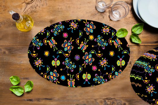 Napperons de table ovales - Sets de table - Sets de table ovales - Papillon - Motif - Insectes - 10 pièces