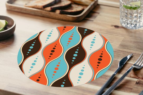 Sets de table ronds - Dessous de verre - Napperons de table ronds - Rétro - Cercle - Design - 8 pièces