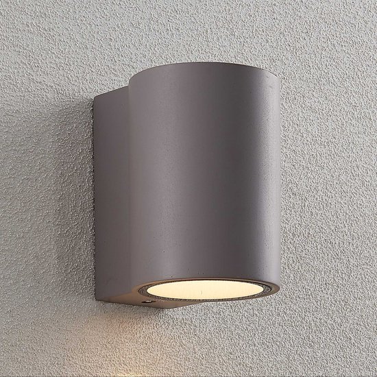 Lindby - LED wandlamp buiten - 1licht - beton - H: 16 cm - grijs - Inclusief lichtbron