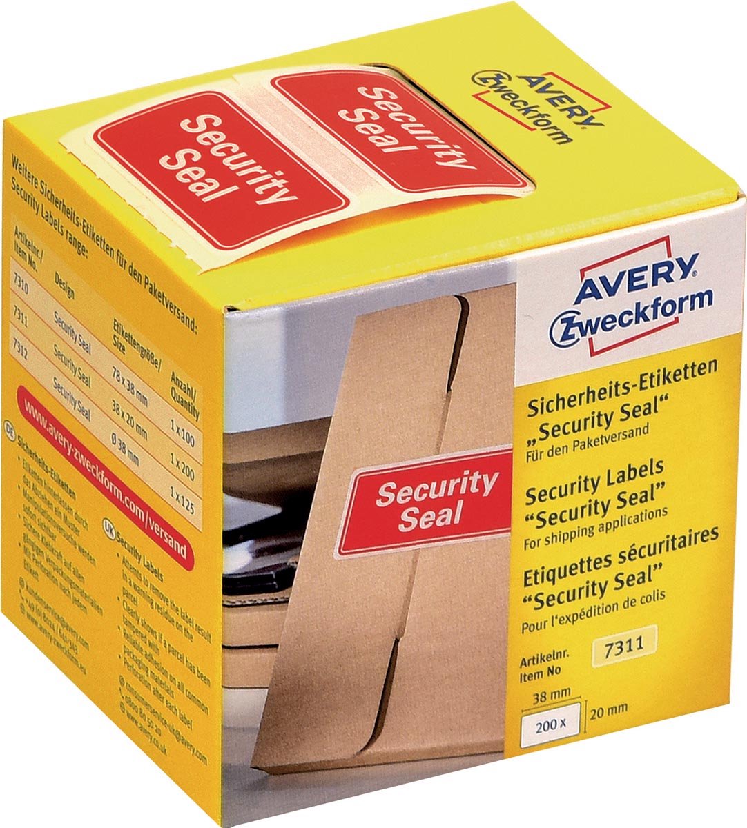 Avery-Zweckform 7311 Rol met etiketten 38 x 20 mm VOID-folie Rood 200 stuk(s) Veiligheidsetiketten - Avery-Zweckform