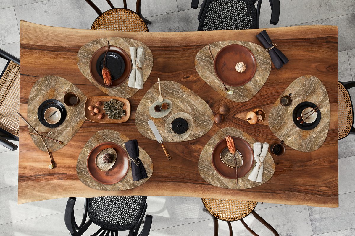 Placemat organisch - Placemats organic - Onderleggers - Steen - Graniet print - Design - 8 stuks