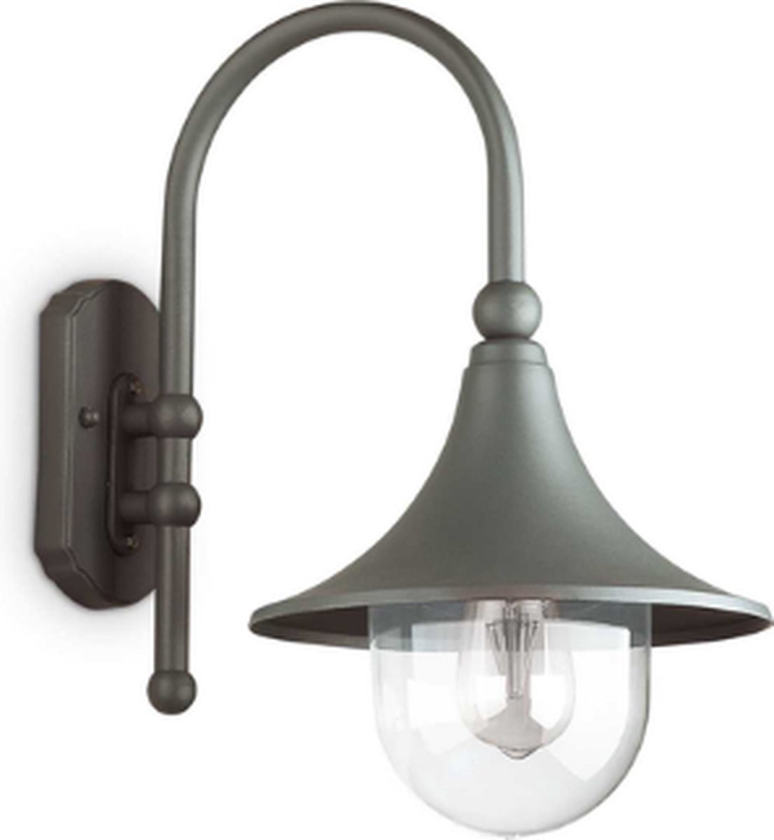 Ideal Lux - Cima - Wandlamp - Metaal - E27 - Grijs - Voor binnen - Lampen - Woonkamer - Eetkamer - Keuken