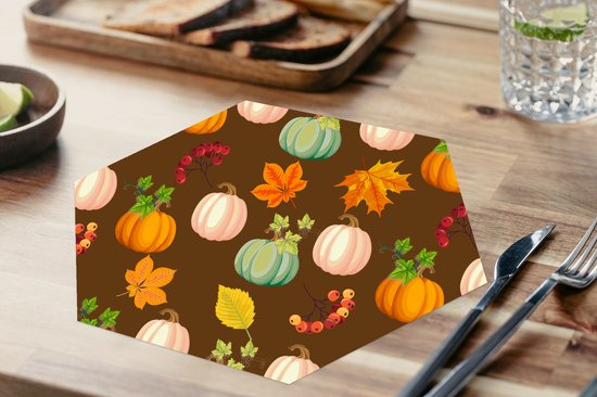 Napperons de table hexagon - Sets de table sets de table - Set de table hexagone - Automne - Citrouilles - Motifs - 10 pièces