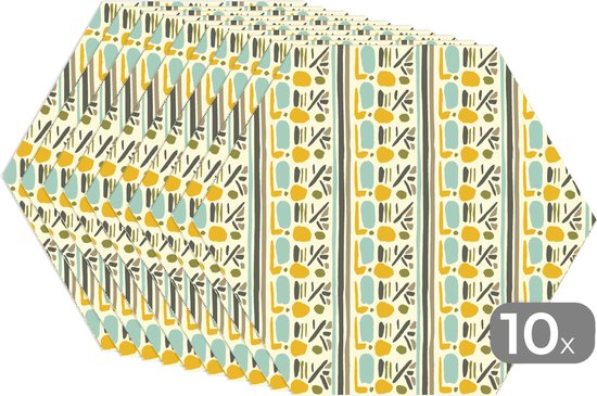 Napperons de table hexagon - Sets de table Sets de table - Set de table hexagone - Inca - Motifs - Abstrait - 10 pièces