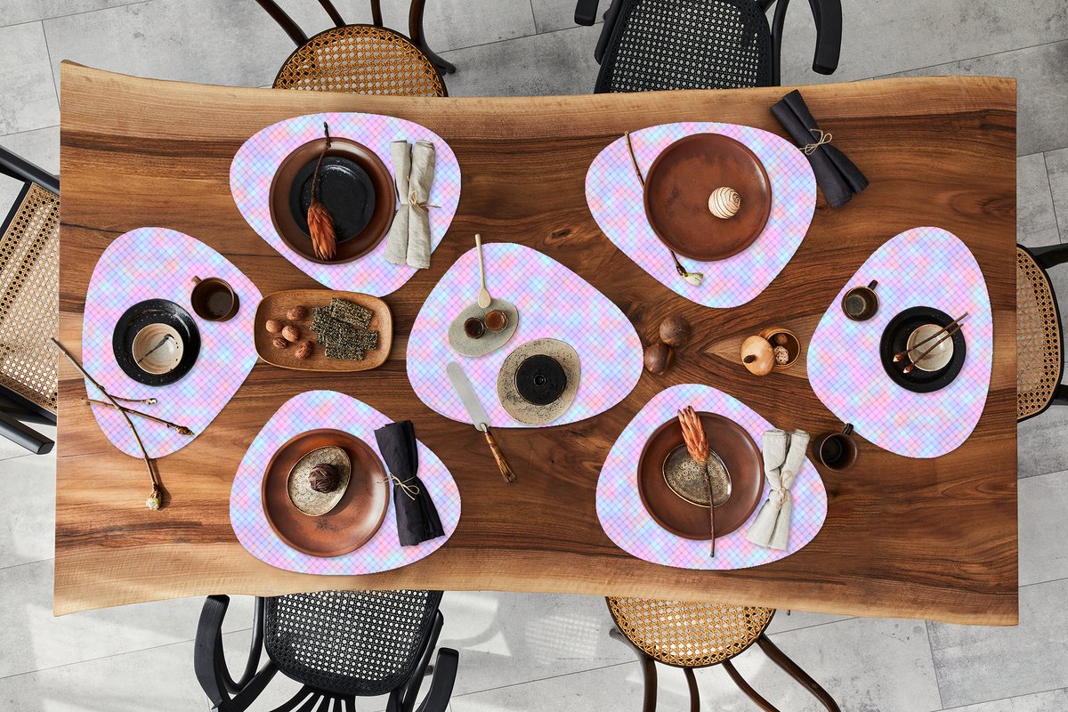 Placemat organisch - Placemats organic - Onderleggers - Design - Geometrie - Roze - 8 stuks