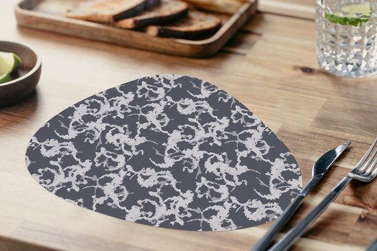 Placemat organisch - Placemats organic - Onderleggers - Patronen - Zwart Wit - Camouflage - 8 stuks