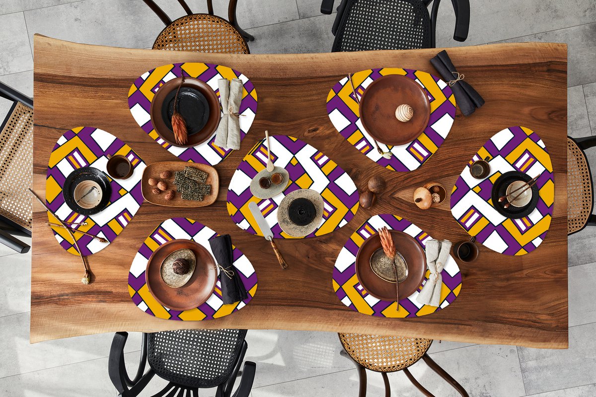 Placemat organisch - Placemats organic - Onderleggers - Design - Lijn - Retro - 8 stuks